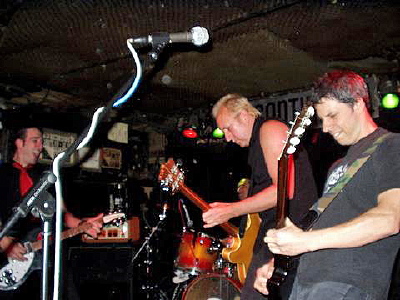 WALT STACK (RIGHT) WITH JEFF MAGNUM OF THE DEAD BOYS! (CENTER) AND DAVE WASTED OF THE CYCLONES! (LEFT)